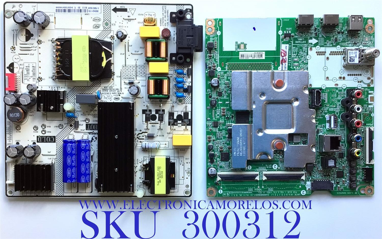 KIT DE TARJETAS PARA TV LG / NUMERO DE PARTE MAIN EBR31196734 / EAX69083603(1.0) / FUENTE 81-PBE065-H4A24AP / SHG6504A-101H / DLBB500 / PANEL´S LVU650BEDX E0001 / HV650QUB-N9E / MODELO 65UN7000PUD / 65UN7000PUD.CUSFLH